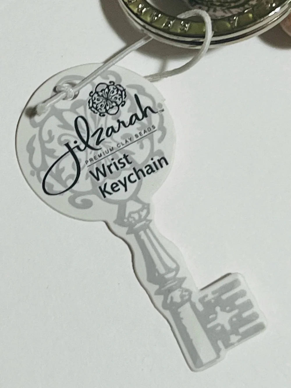 J. Crew Key-Shaped Wrist Keychain Tag in White & Silver